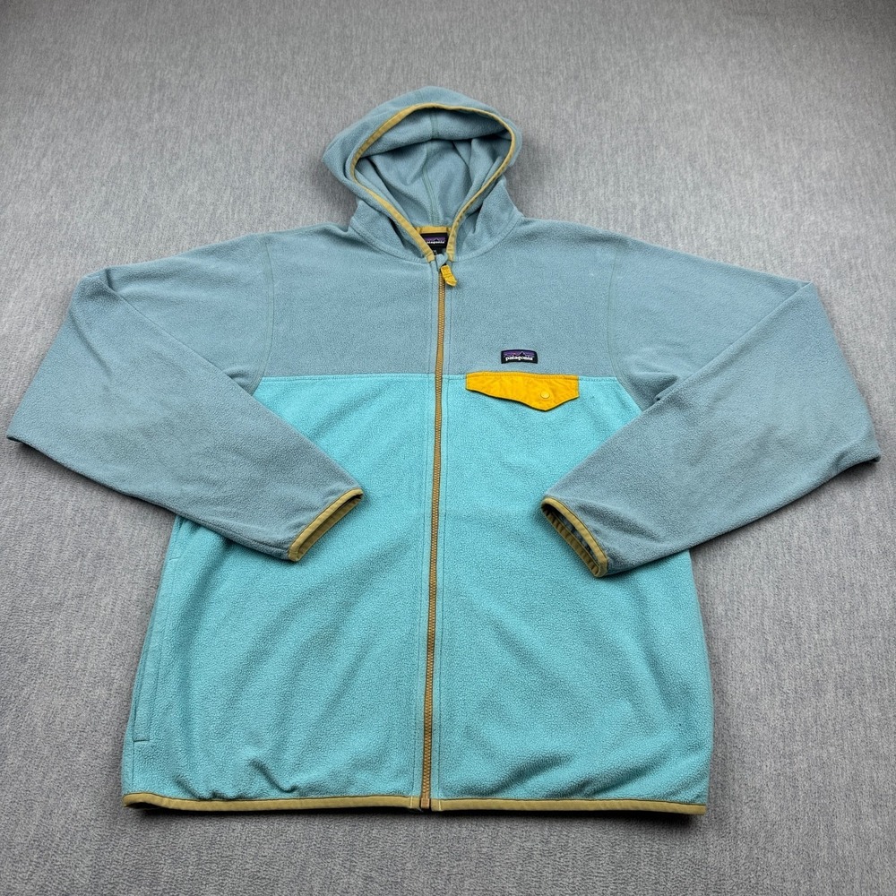 Patagonia Jacket Kids 2XL 16-18 Blue Micro D Snap-T Fleece Full Zip Hooded 65465